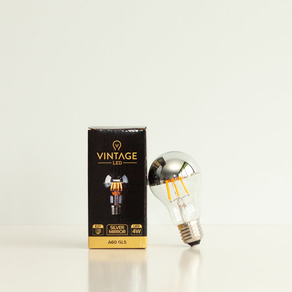 A60 4W LED Filament Light Bulb with Silver Cap - E27 2200k Clear