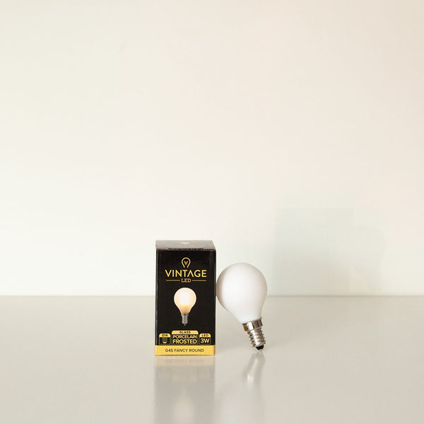 G45 3W Fancy Round LED Filament Light Bulb E14 2700K Porcelain Frosted Vintage LED LED Edison Globes Pendants