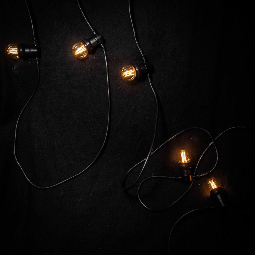 20m Festoon Lighting String with 20 x LED G45 3W E27 Clear Glass
