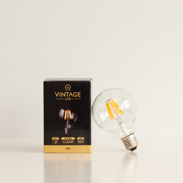 Led G80 G80 6W LED Filament Light Bulb - E27 2200K Clear Glass - Vintage LED ...