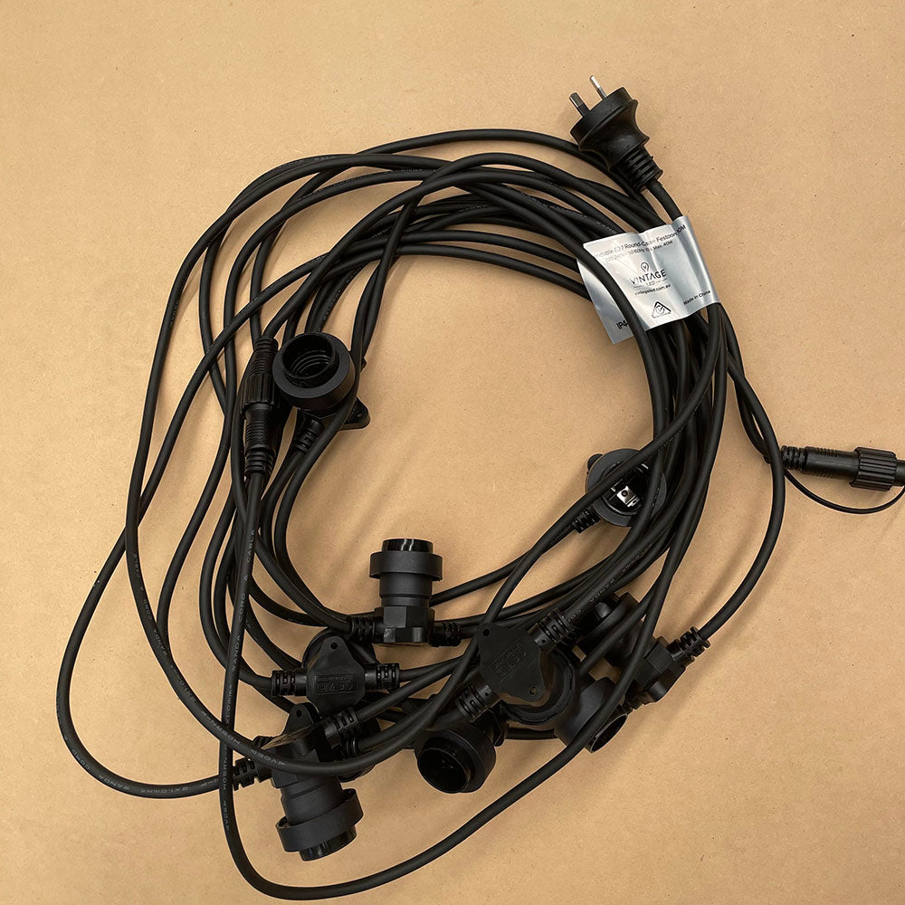 10m Festoon Lighting String with 10 x LED G45 3W E27 Clear Glass 2200k (240V)