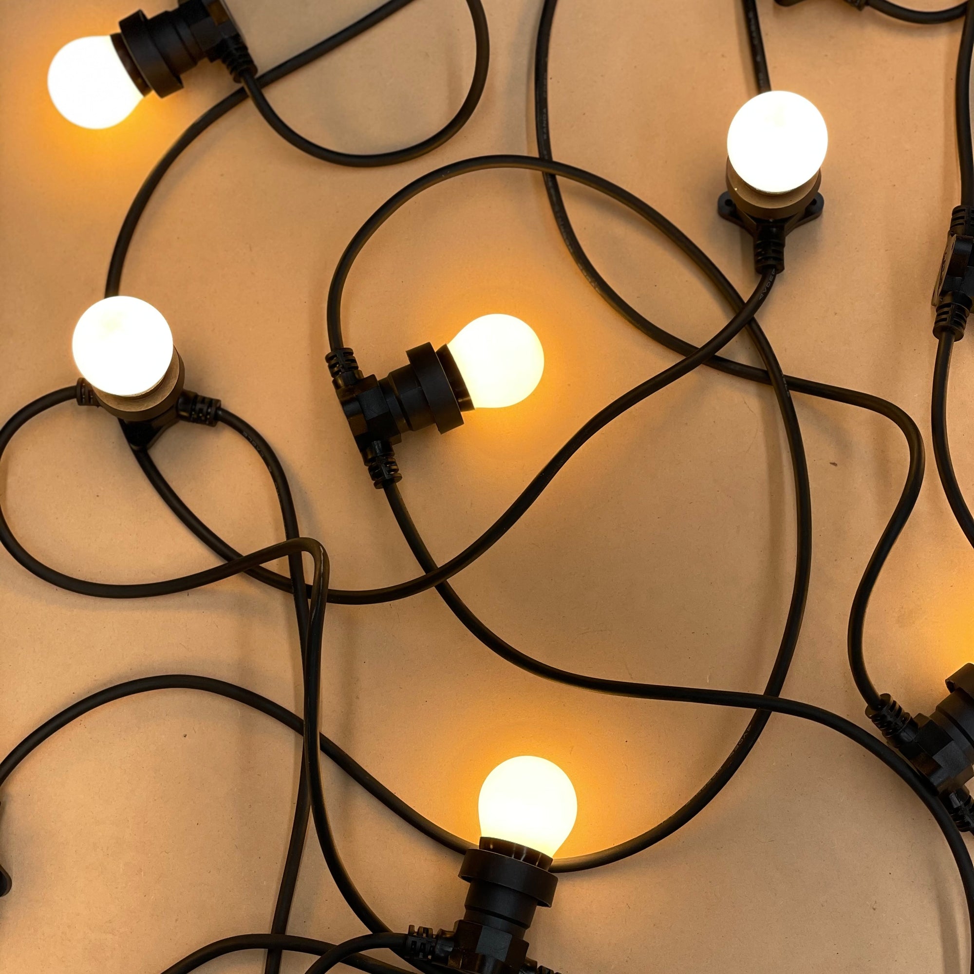 20m Festoon String with 20 x LED G45 3W E27 Porcelain Frosted 2700k (240V)