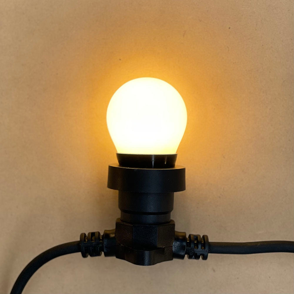 20m Festoon String with 20 x LED G45 3W E27 Porcelain Frosted 2700k (240V)