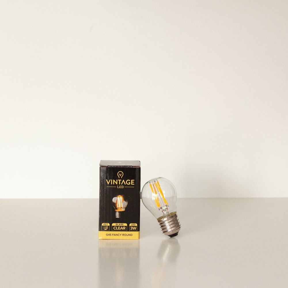 10m Festoon Lighting String with 10 x LED G45 3W E27 Clear Glass 2200k (240V)