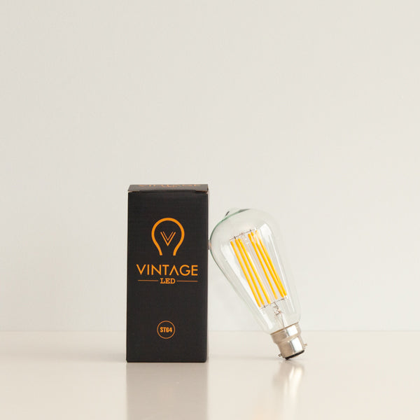 ST64 6W LED Long Filament Light Bulb B22 2200k Clear Glass | Superior Quality LED Light Globes | Vintage LED
