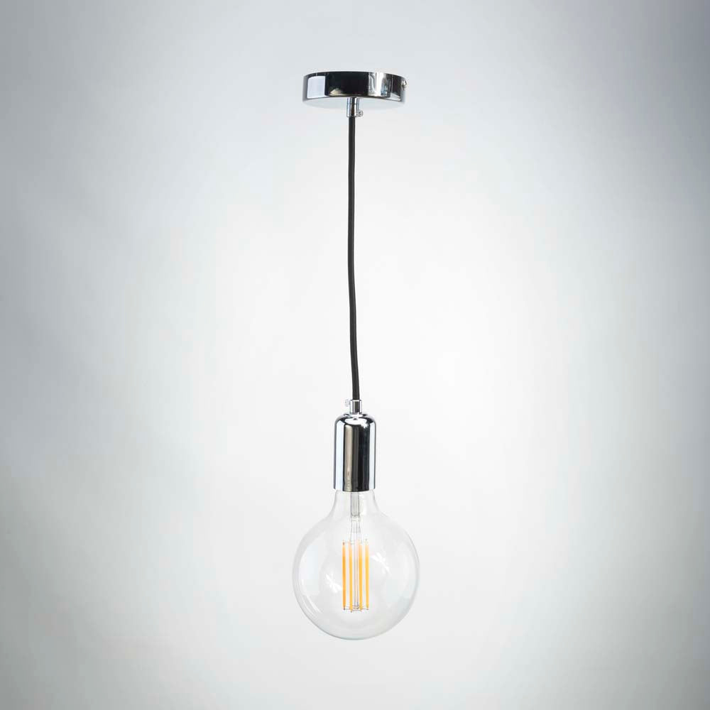 Silver metal pendant E27 | Vintage LED