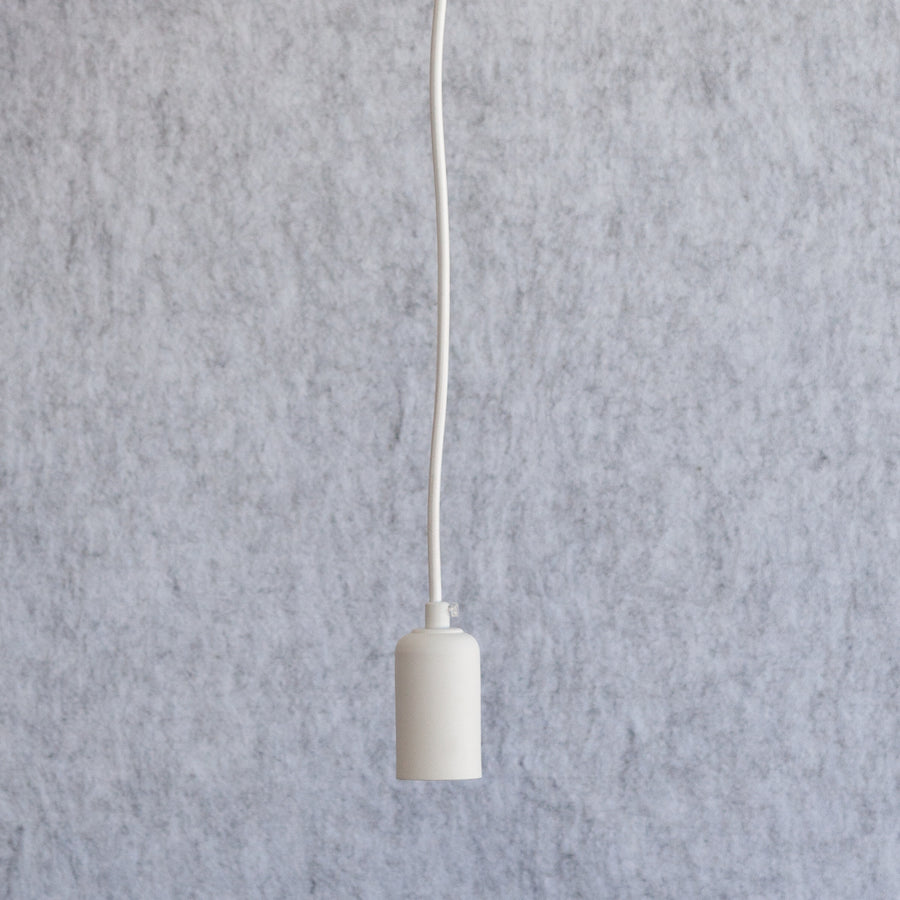 Matt white pendant with white cord and base plate | Vintage LED