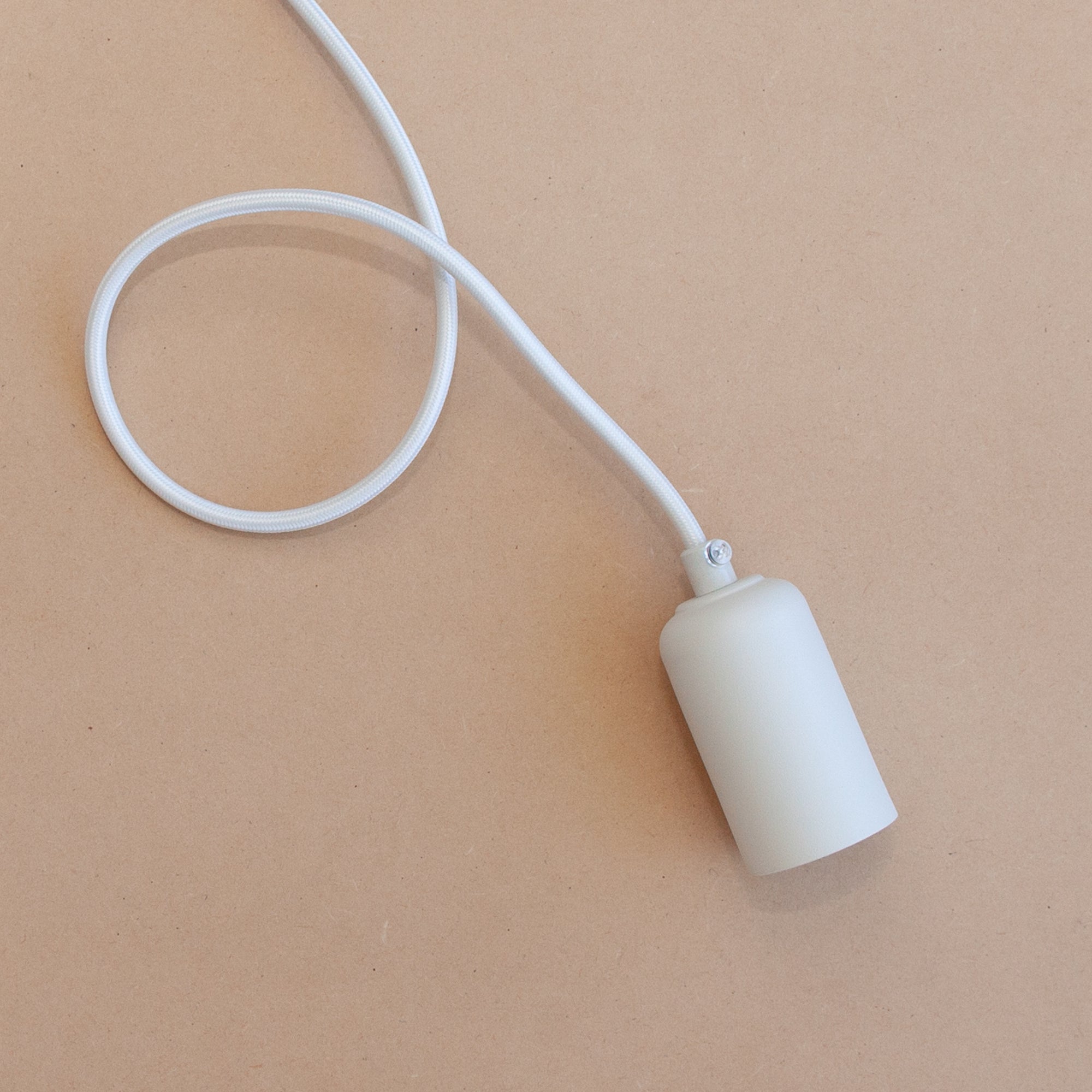 Matt white pendant with white cord and base plate | Vintage LED